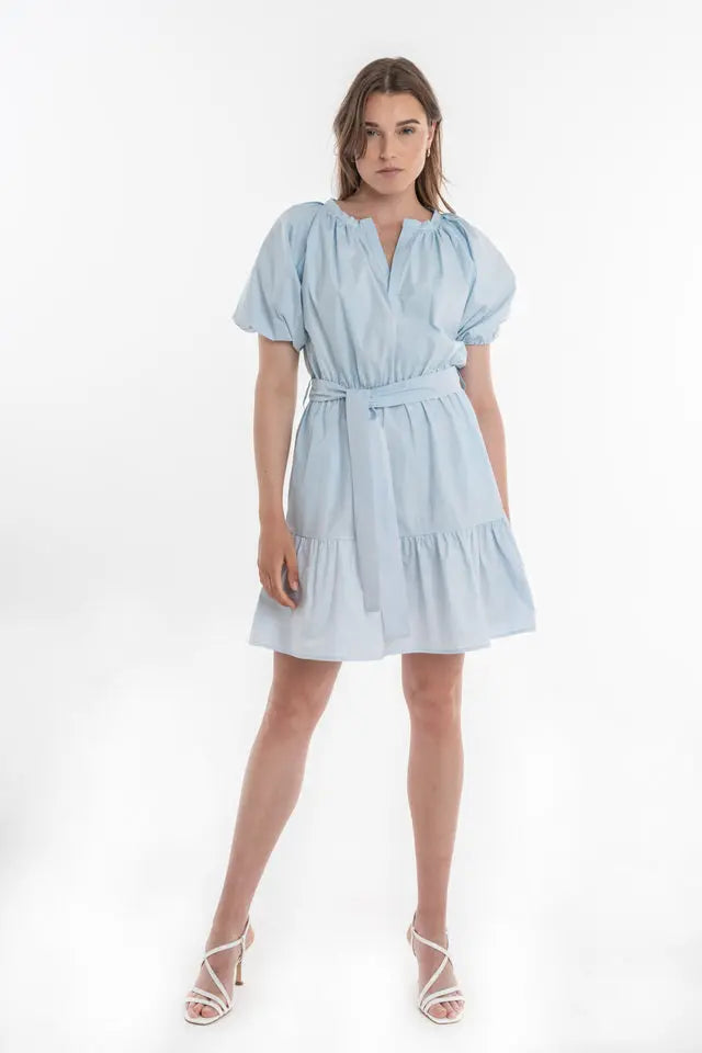 Light blue cotton midi dress- Anna Dress - ELJO THE LABEL