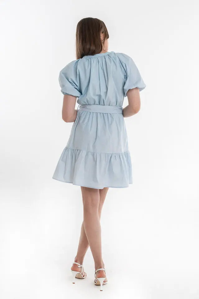 Light blue cotton midi dress- Anna Dress - ELJO THE LABEL