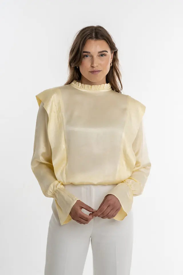 Light yellow viscose ruffle top - Jackie Top - ELJO THE LABEL