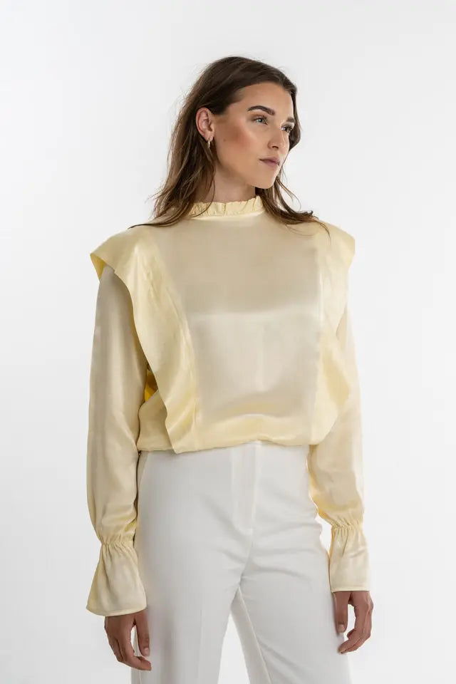 Light yellow viscose ruffle top - Jackie Top - ELJO THE LABEL