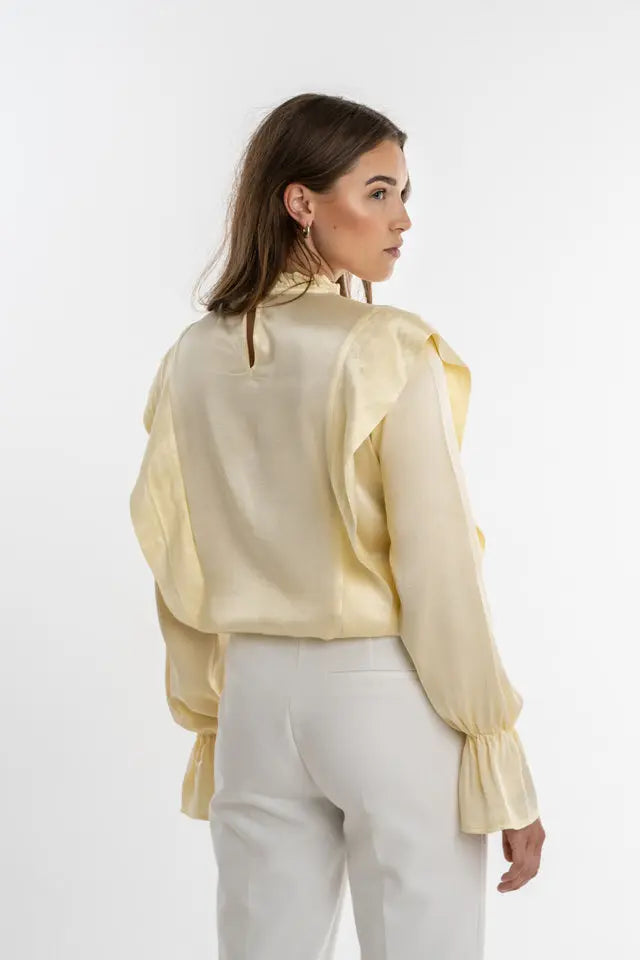 Light yellow viscose ruffle top - Jackie Top - ELJO THE LABEL