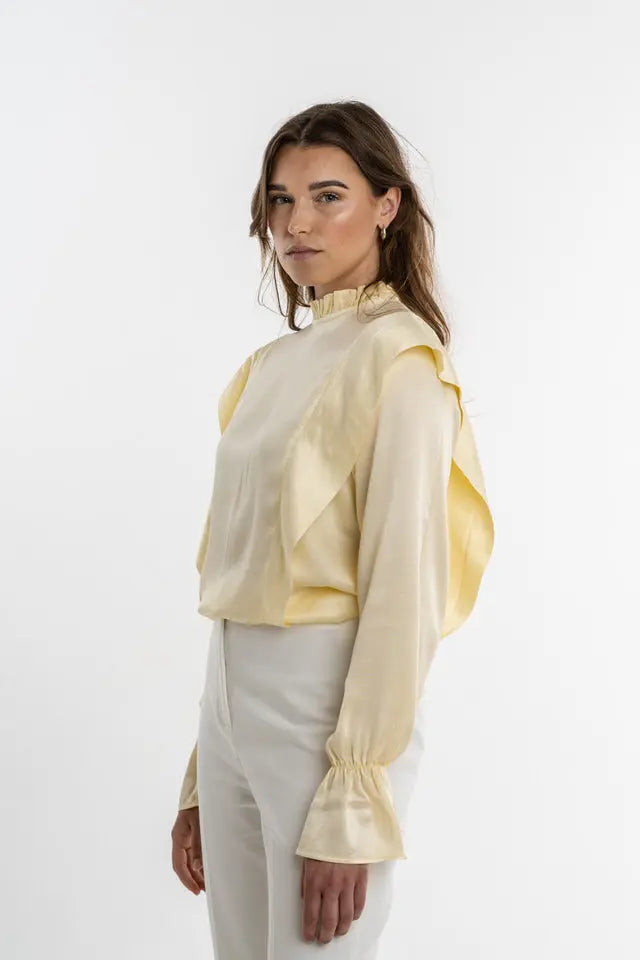 Light yellow viscose ruffle top - Jackie Top - ELJO THE LABEL