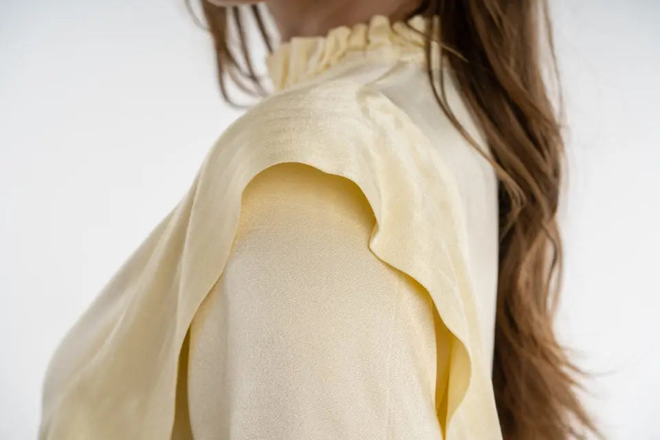 Light yellow viscose ruffle top - Jackie Top - ELJO THE LABEL