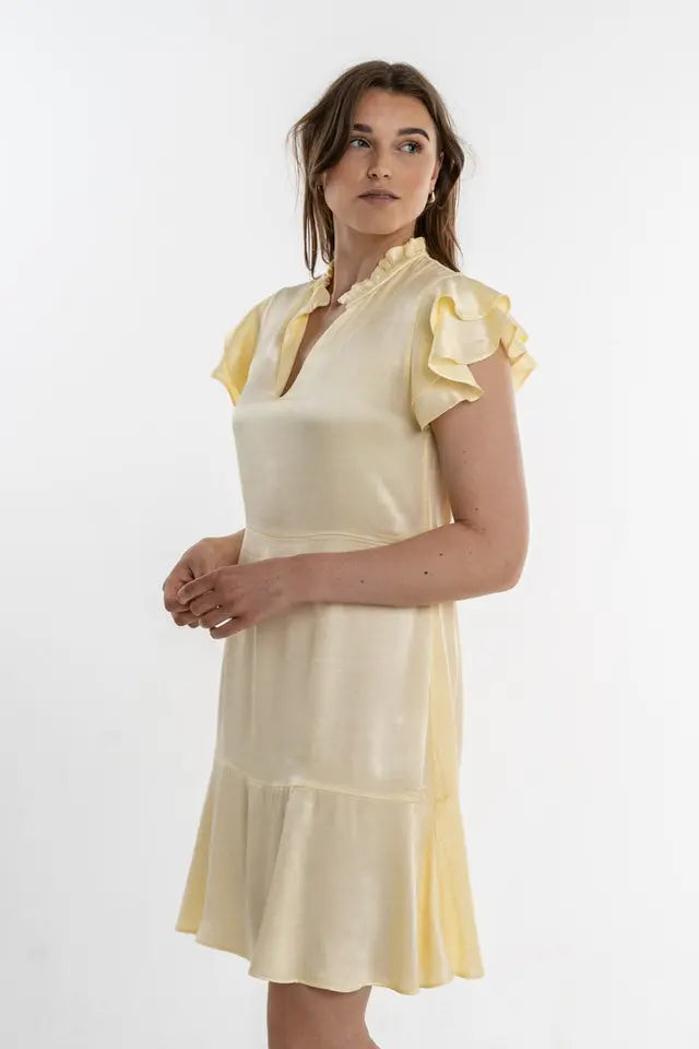 Light yellow viscose midi dress - Louise Dress - ELJO THE LABEL