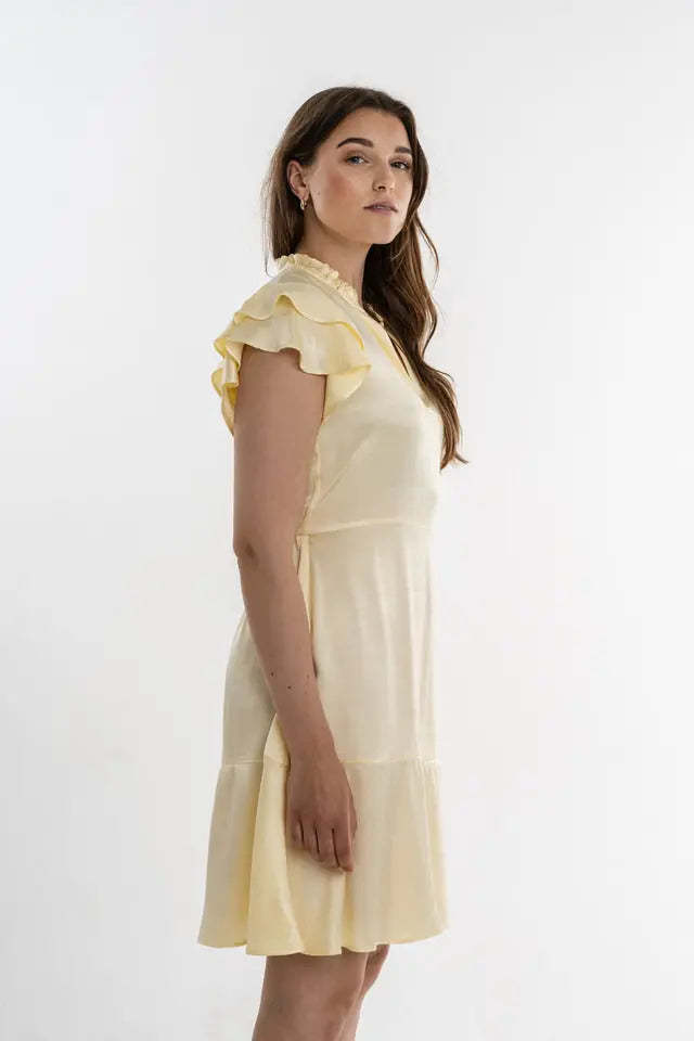 Light yellow viscose midi dress - Louise Dress - ELJO THE LABEL