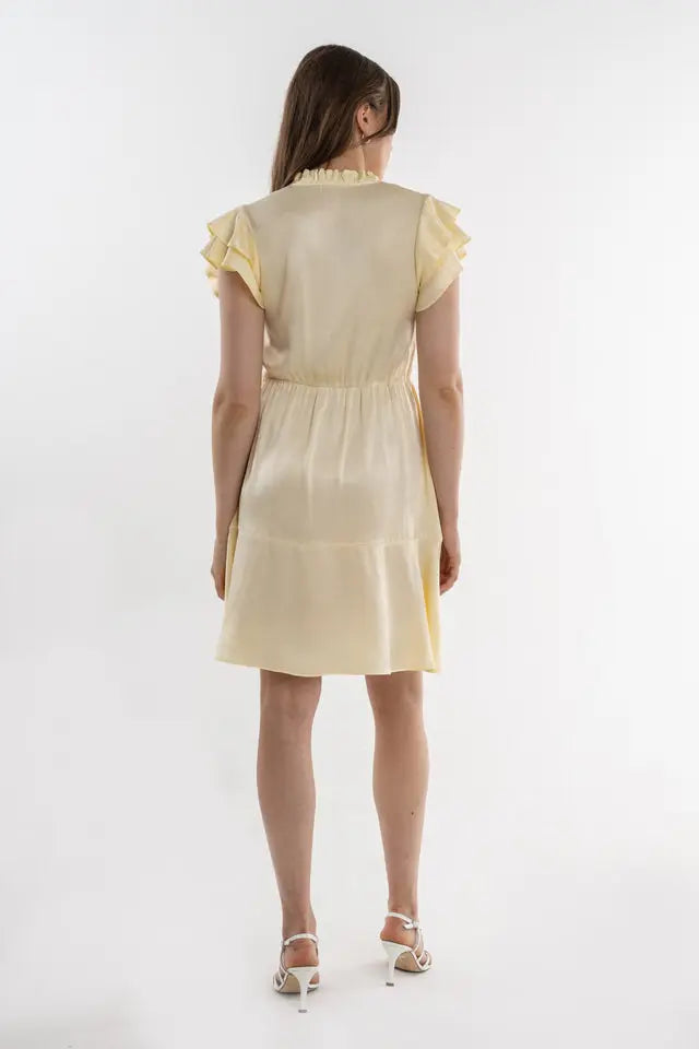 Light yellow viscose midi dress - Louise Dress - ELJO THE LABEL