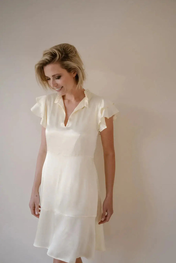 Light yellow viscose midi dress - Louise Dress - ELJO THE LABEL