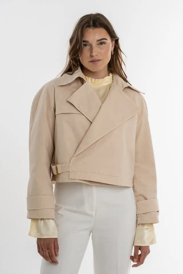 Short beige cotton trench coat - Mary Jacket - ELJO THE LABEL