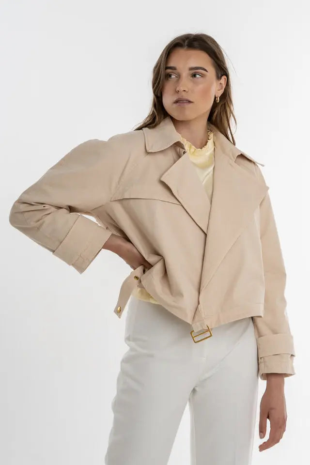 Short beige cotton trench coat - Mary Jacket - ELJO THE LABEL