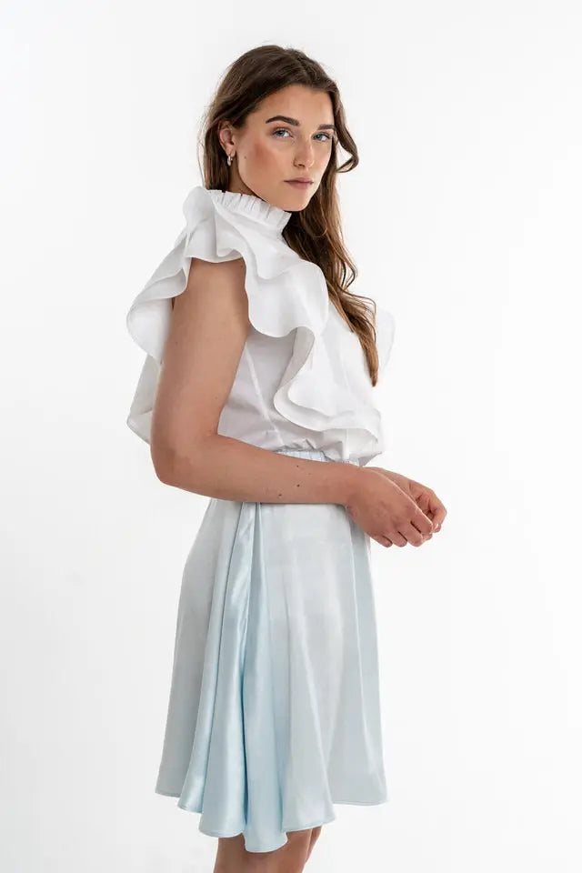 Light blue viscose midi skirt - Sophia Skirt - ELJO THE LABEL